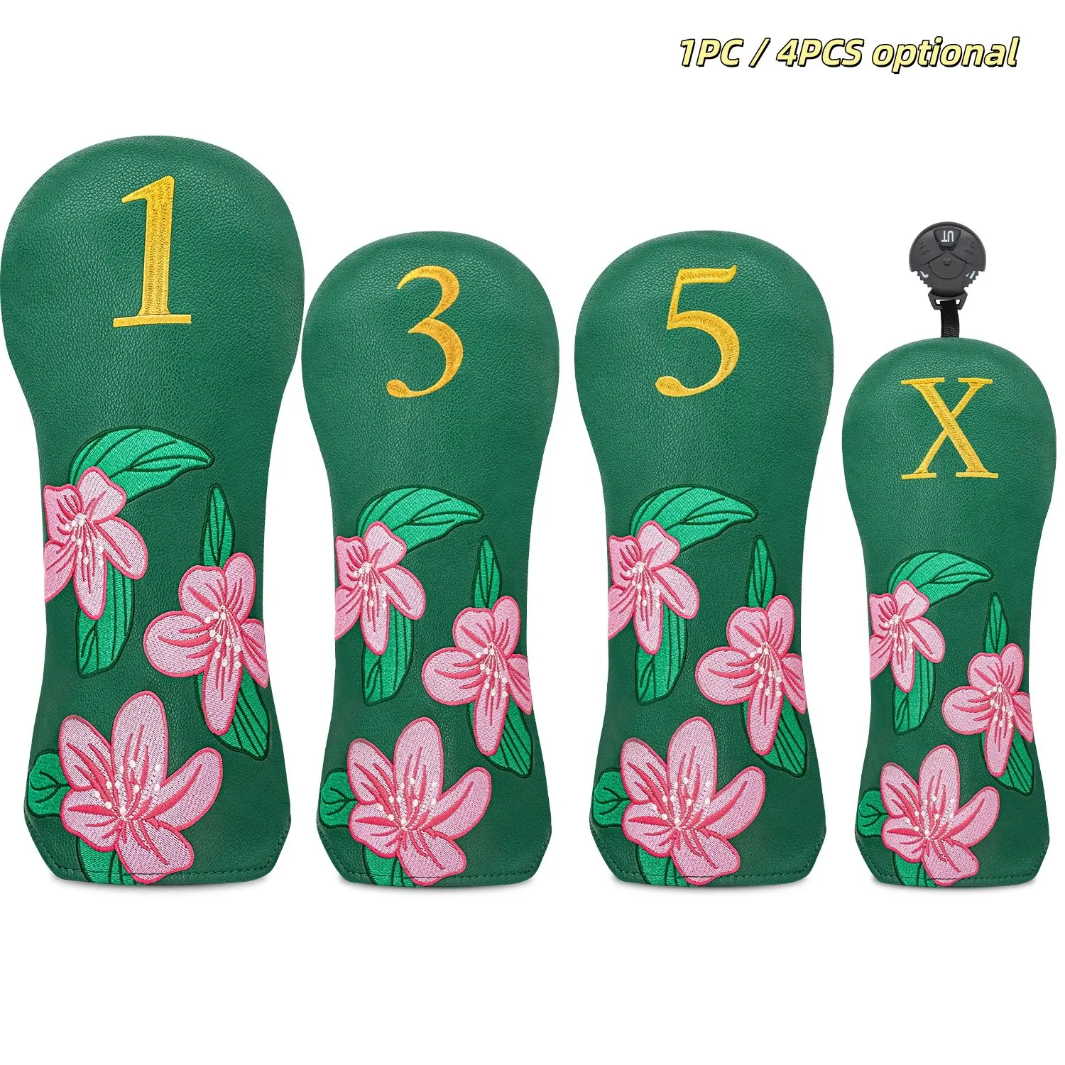 Cherry Blossoms Golf Club Headcovers, Embroidered Numbers, Vintage Style, Protects Golf Club Heads, 1pc/4pcs Set, Golf Accessory