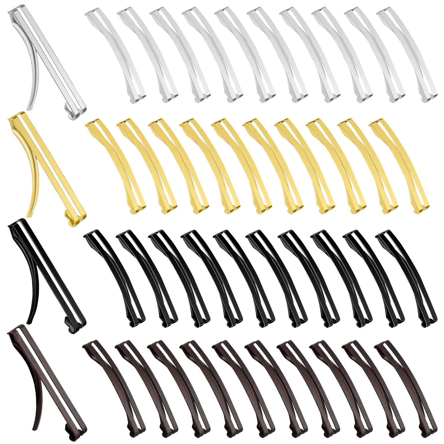 Women's Anti-Slip Synthetic Metal Hair Barrettes (48 Count), 2.36x0.39 In Snap Hair Clips with Open Center, All Seasons Business Hairpins for Various Hairstyle Types, Black Coffee