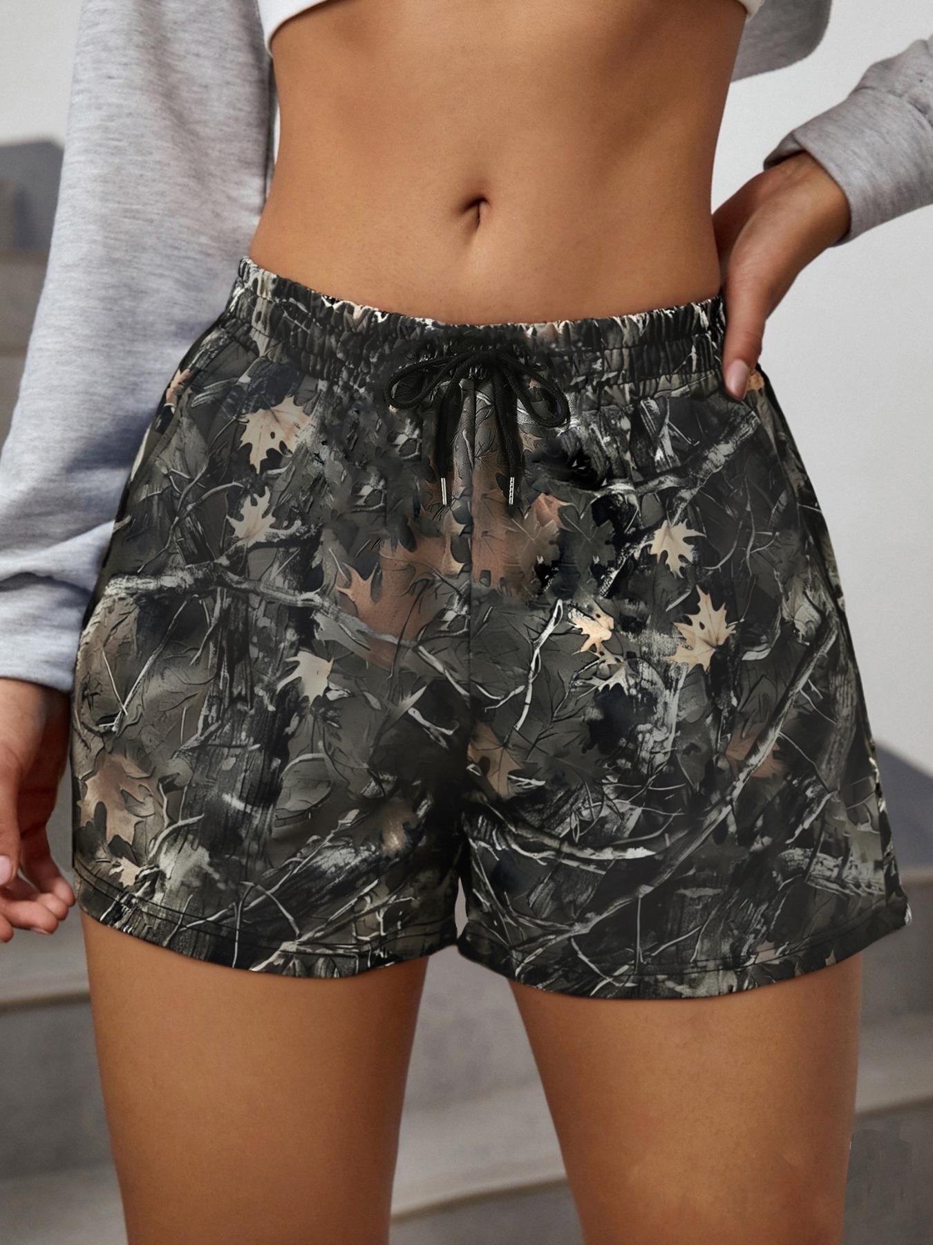 Women's Camo Print Shorts, Athletic Shorts, Casual Comfy Breathable Shorts for Daily Wear, Ladies Bottoms for Summer
