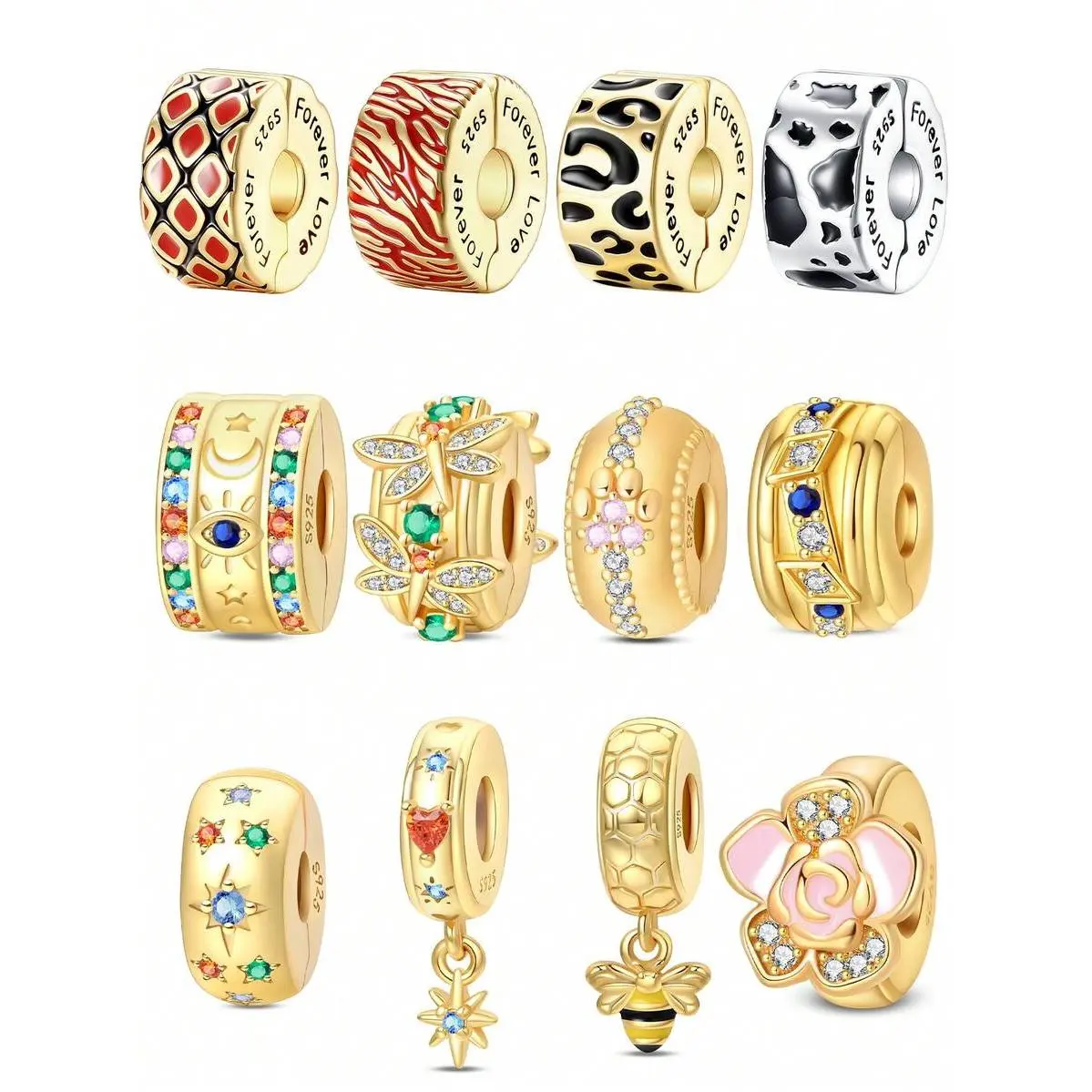 Gold Plated Sun Moon Star Charms For Bracelets Dragonfly Bee Pendant Animal Celestial Jewelry Making Spacer Bead