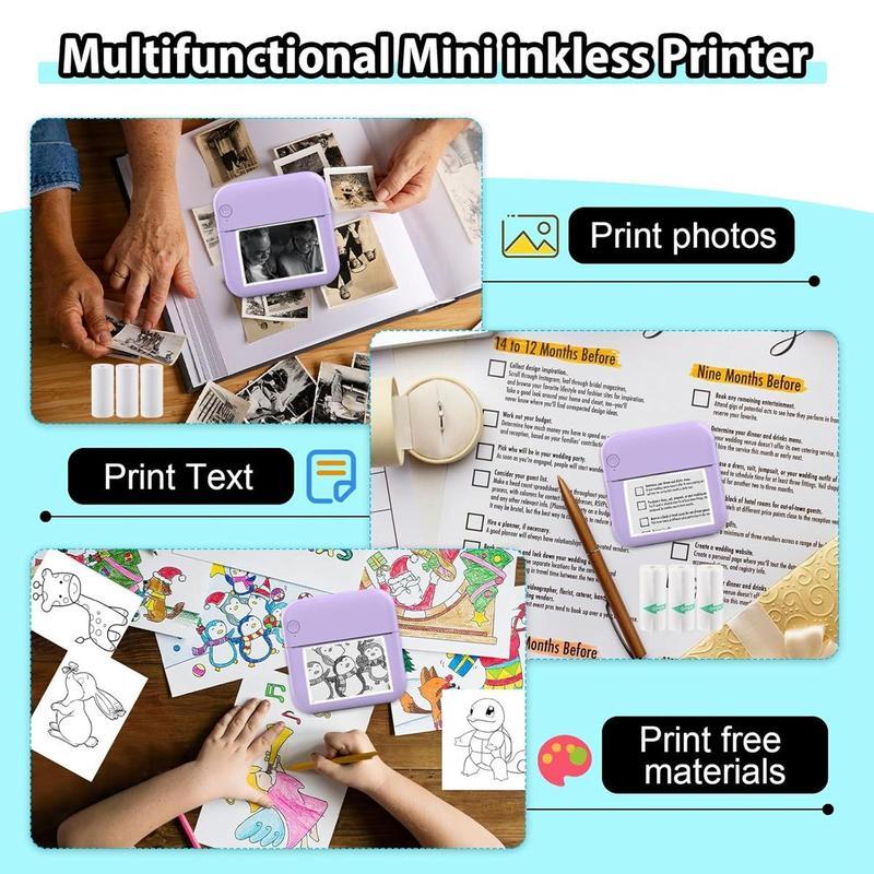 Portable Mini Sticker Printer - Inkless Thermal Bluetooth Pocket Printer for iOS Android Notes Photo