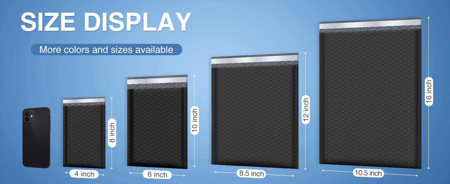 Bubble Mailers 8.5x12 Inch Black 25 Pack Usable Size 8.5x11 Poly Padded Envelopes #2 Medium Mailing Opaque Packaging Postal Self Seal Waterproof Boutique Shipping Bags for Clothes Makeup