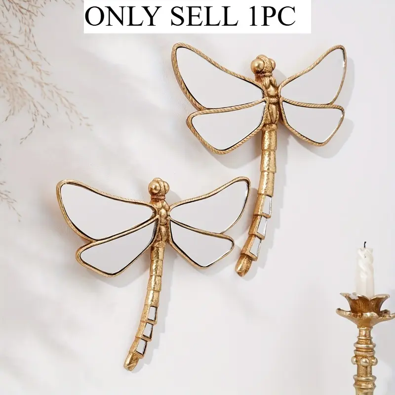 1pc Golden Dragonfly Wall Decor - Elegant Minimalist insect Decoration with Mirror-like Golden Finish, for Living Room, Office, Entomology Museum - Perfect Gift for Bug Lovers & Nature Enthusiasts, Modern Decor, Mirrored Wings