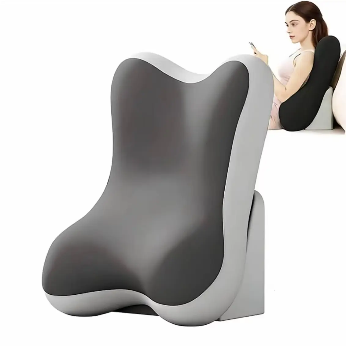 Split 2-In-1 Prone Sleep Pillow, Memory Foam Wedge Pillow, Adjustable Height, Multi-Functional Lumbar Pillow with Non-Slip Base, Washable Fabric