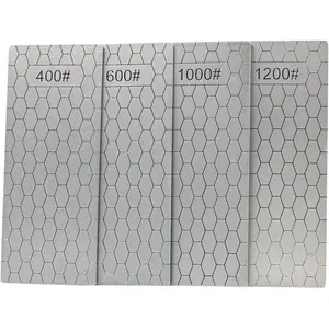 4 Pieces Diamond Sharpening Stone Grit Diamond Plate Honing Stone for Kitchen Sharpening Dull, Blunt or Tired Edges, 5.9 x 2.48 Inches(400/600/1000/1200 Grit)