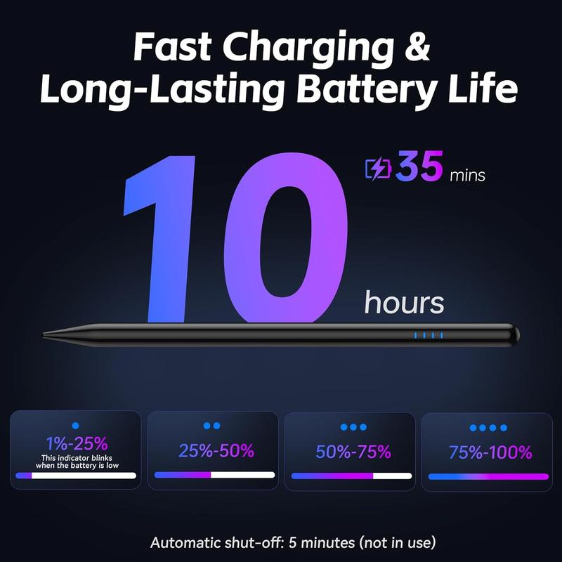 Stylus Pen for Android Touchscreen with 4 POM Tips,   Digital Stylus Pens for ,  Tablet Pen Compatible with /// Writing & Drawing - Black