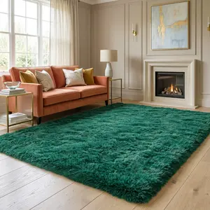 BLIOWL Emerald Green Fluffy Shag Area Rug Ultra Soft Plush Non-Slip Carpet for Bedroom Living Room Dorm Apartment, Cozy Bedside Floor Rug Aesthetic Room Decor