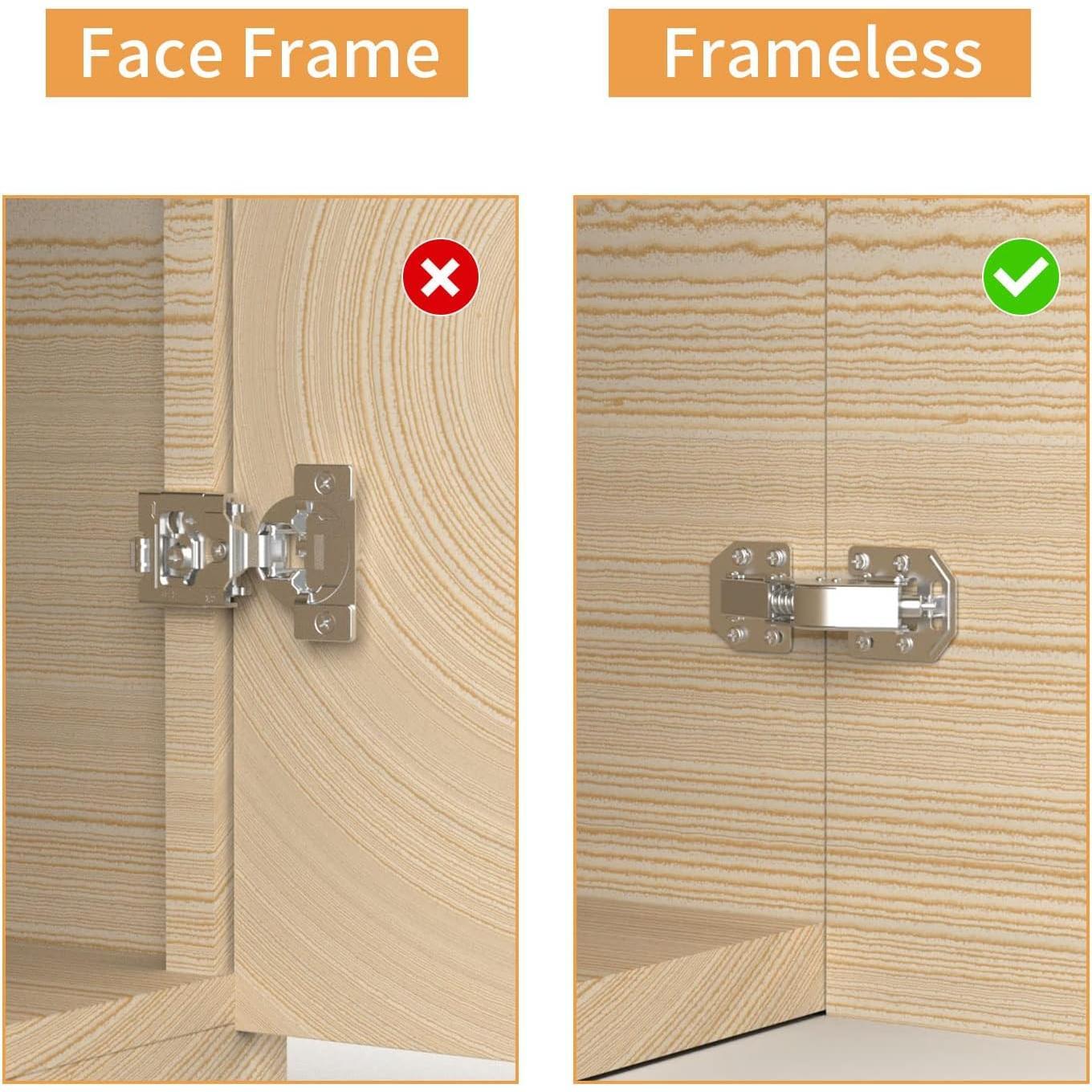 4 Pack 90  Soft Close Surface Mount Spring Hinges, Easy Installation No Pre-drilled, Noiseless Frameless  Concealed Kitchen Cabinet Hinge for Cupboard Folded Replacement Hardware