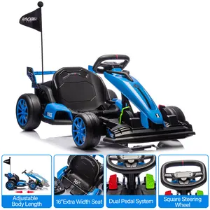 24V Electric Go Kart for Kids, 200W Dual Motors, 7.5MPH Drifting Ride-On Toy, Adjustable Seat & Extendable Frame, Max 135lbs, Outdoor Racing Gift