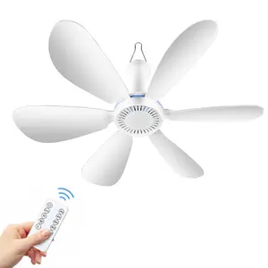 USB Ceiling Fan with Remote & Timer, 4-Speed Quiet 7W Air Circulator Fan, Detachable Blades for Camping RV Tent Dorm Grow Tent Power Outage Use