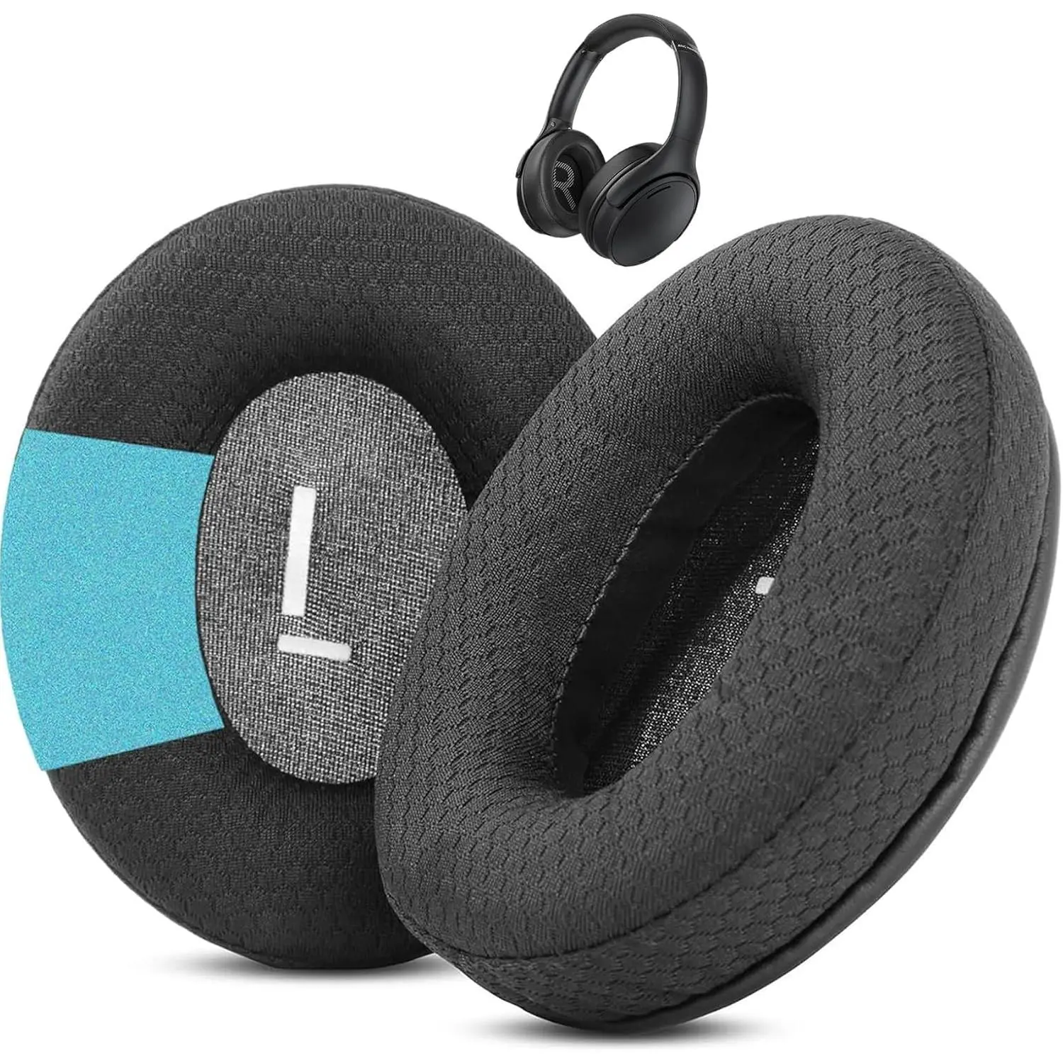 H19 IPO Ear Pads  Ear Cushions Compatible with Mpow H19 IPO  5.0  Noise Cancelling Headphone High-Density Fabric Earpads - Black