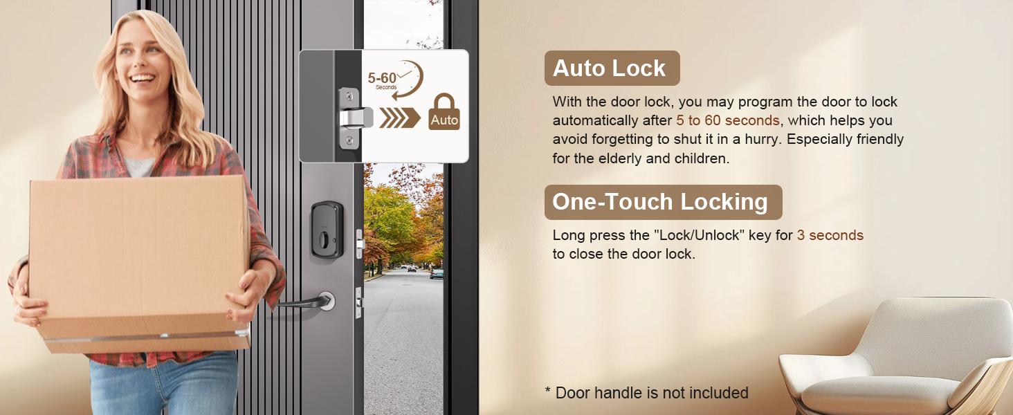 52HZ Fingerprint Door Lock, Keyless Entry Door Lock with Code, Voice Guidance Keypad Deadbolt Locks for Front Door, Anti-Peeping Password, Auto Lock, Easy to Install, Satin Nickel