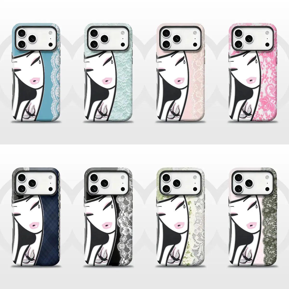 Stylish Tokidoki Creative Lace Design,Y2K Artistic Aesthetics Fall protection Magsafe Glossy Phone  Case for IPhone 11,12,13,14,15,16,17 Pro Max Plus Air Shockproof  Cover Gift  Girly Ins Style