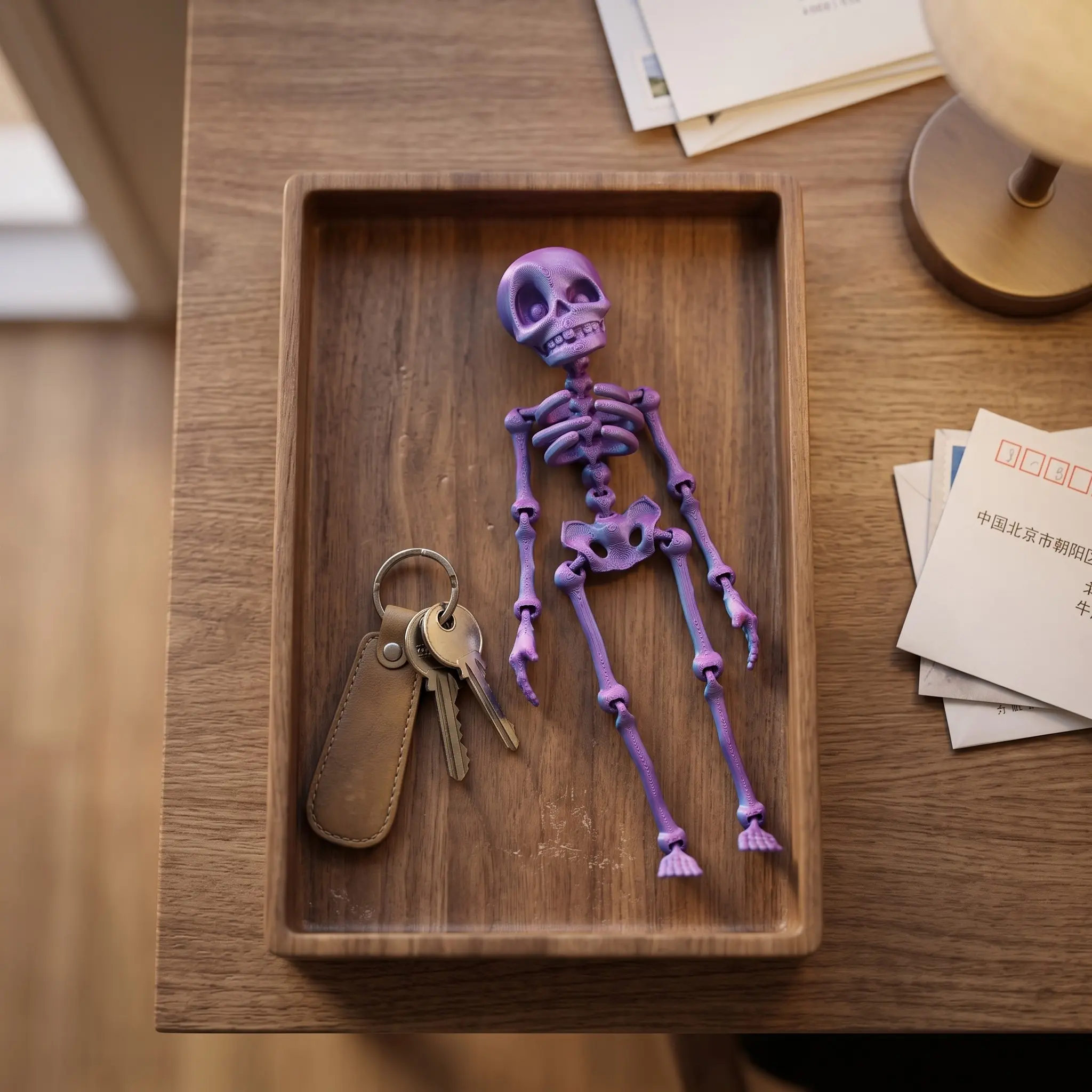 3D Printed Articulated Skeleton Fridge Magnet – Movable Joints Skull Figurine, Magnetic Bone Decor for Refrigerator, Whiteboard & Metal Shelf, Creative Halloween Home Accent for Adults