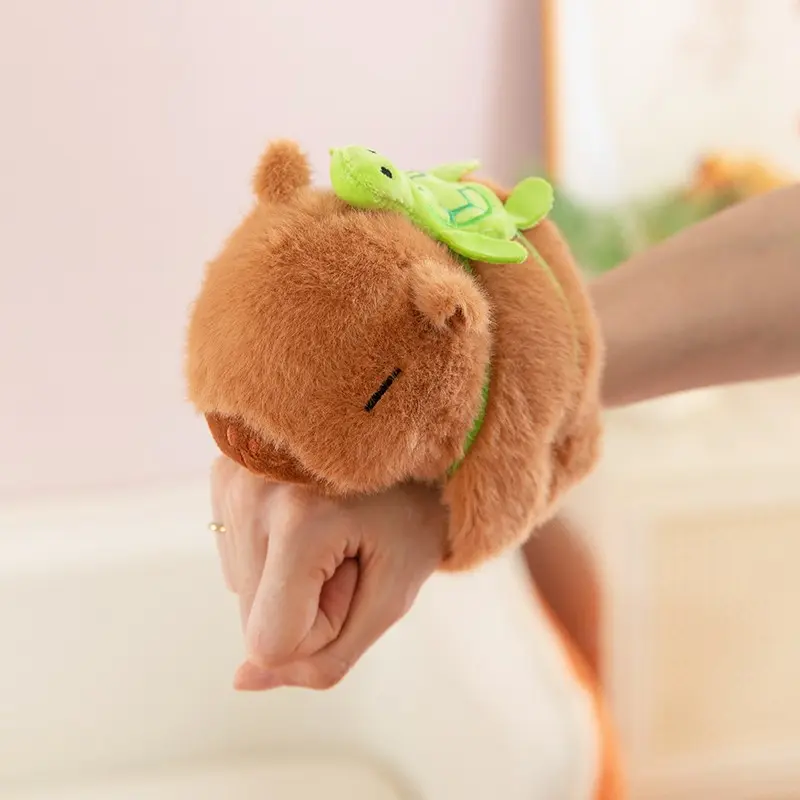 1PC Cute Capybara Plush Wrist Toy with Tiny Turtle, Kawaii Slap Bracelet Decor Gift for Girls
