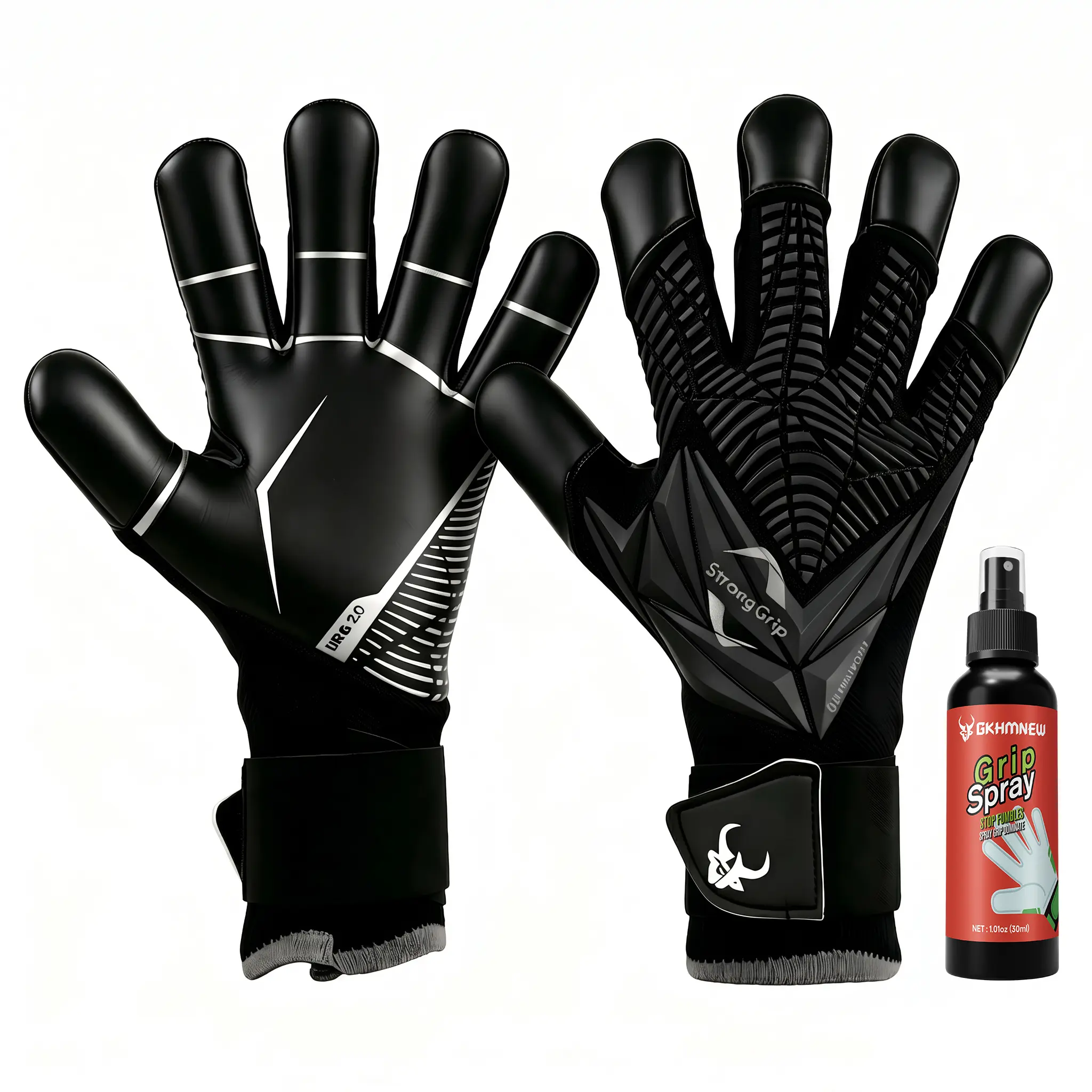 Soccer Goalkeeper Gloves with Goalkeeper Glove Spray for Boys Kids Children Youth Adult Goalkeeping Glove with Strong Grip Protection Palms