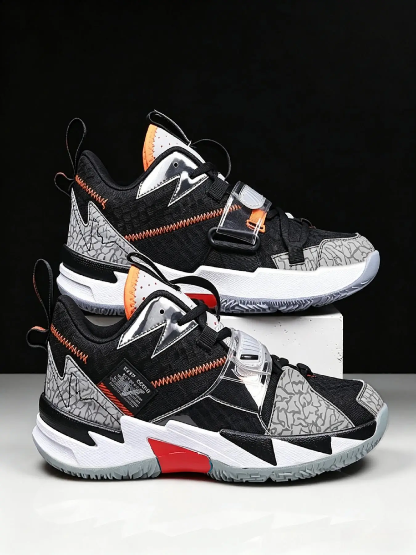 1 Pair Unisex Multi-Color High-Top Basketball Shoes, Athletic Basketball Shoes, Urban Streetwear Design, Durable & Breathable Upper, Anti-slip & Wear-resistant Sole, All-Round Performance, For Basketball Practice, Matches & Daily Casual Wear