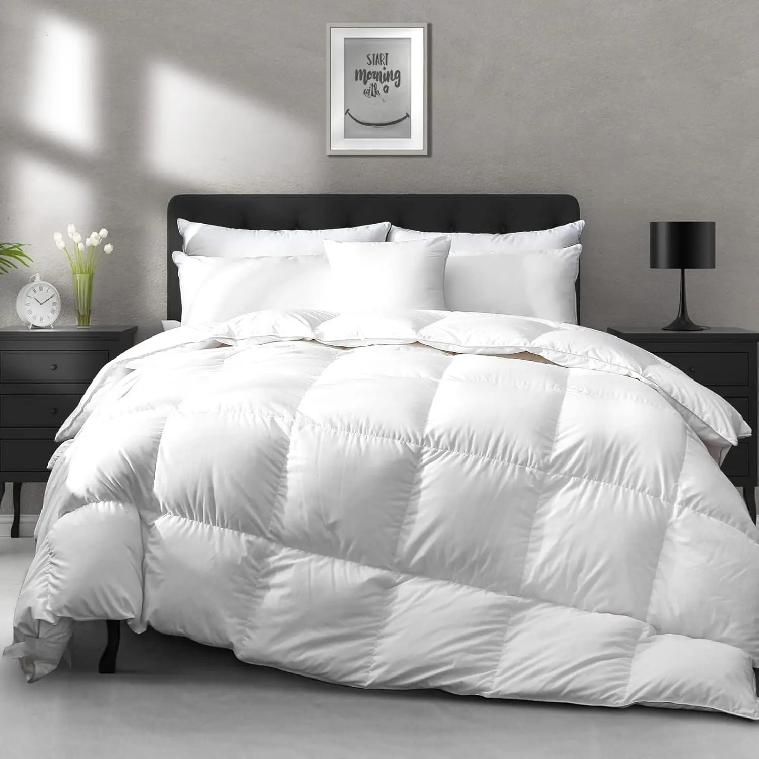 Down  Fibers Comforter  Size - Ultra-Soft High Fill-Power Hotel Collection Duvet Insert,  Medium Warm Quilt Comforter with Corner Tabs(106x90, White)
