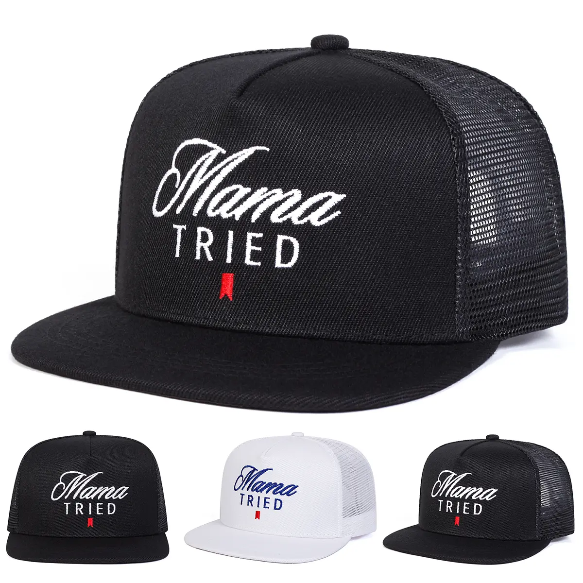 Unisex Embroidered "MAMA TRIEDE" Letter Logo Baseball Cap - Adjustable Mesh Streetwear Headwear, Street Fashion Ball Cap, Stylish Fitted Sunscreen Hat for Spring Autumn Travel