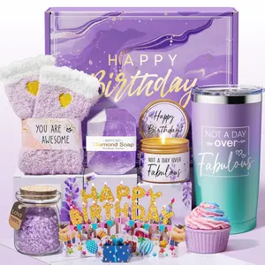 Birthday Self Care Lavender Relaxing Spa Gift Basket Set for Women, Unique Gift Idea for Mom Best Friend Sister Wife Girlfriend Coworker Teacher