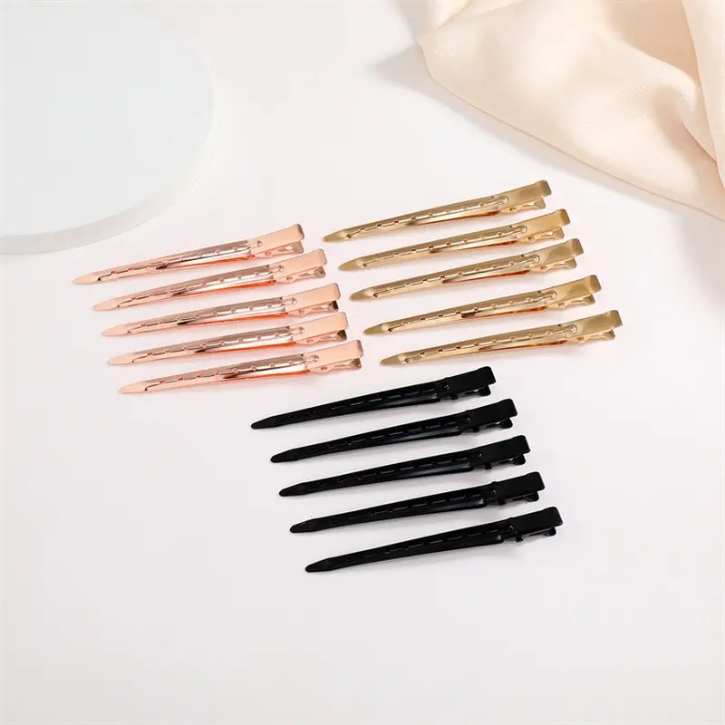 15Pcs Hair Sectioning Clips Hairpin Metal Alligator Curl Clips Curling Clips with Holes Hair Styling Clips for Coloring Washing Hair Extension Tool Metal Clips for Women Girls