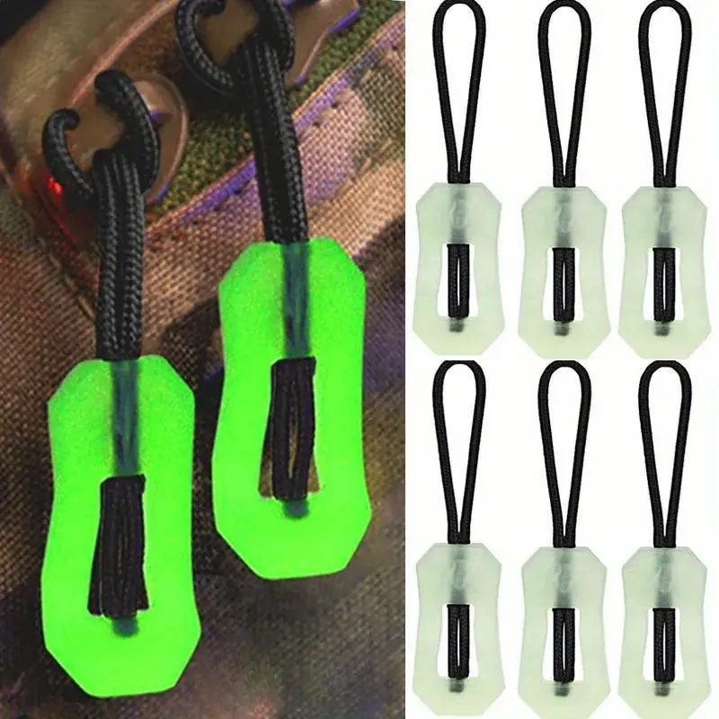 Glow-in-the-Dark Zipper Pulls, 3/6pcs - Anti-Loss, Easily Find & Use Zippers, DIY Clothing & Backpack Repair Set, White