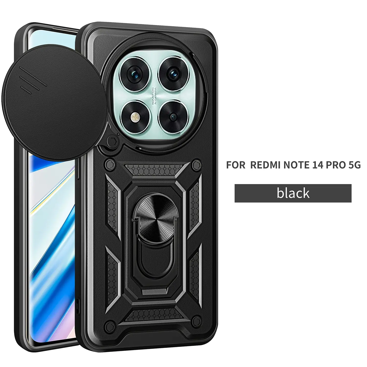 Case for Xiaomi Poco X7 5g with Non-Slip Finger Ring, Rotatable Stand, Shockproof, Dust-Proof Lens Cover, Thick Protection for Xiaomi Poco X7 5G Phone Case