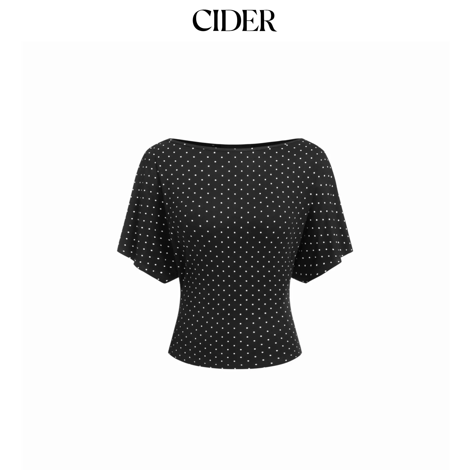 Cider Boat Neck Polka Dot Batwing Sleeve Oversized Tee SummerWins SummerFinds