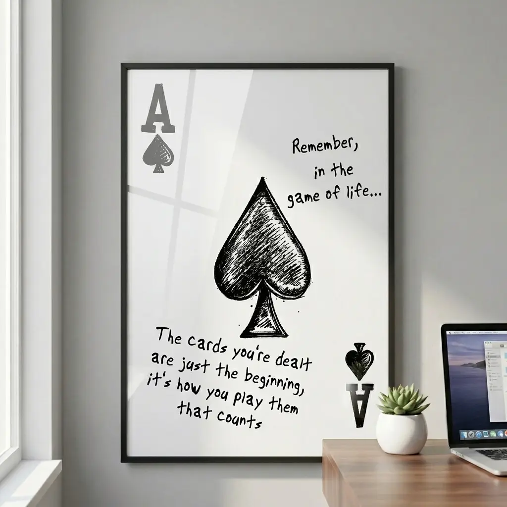 Ace of Spades Wall Art Decor, Motivational Posters and Prints, Mental Health Canvas Artwork, Inspirational Quote Aesthetic for Bedroom, Living Room & Home Decor, Gift Idea