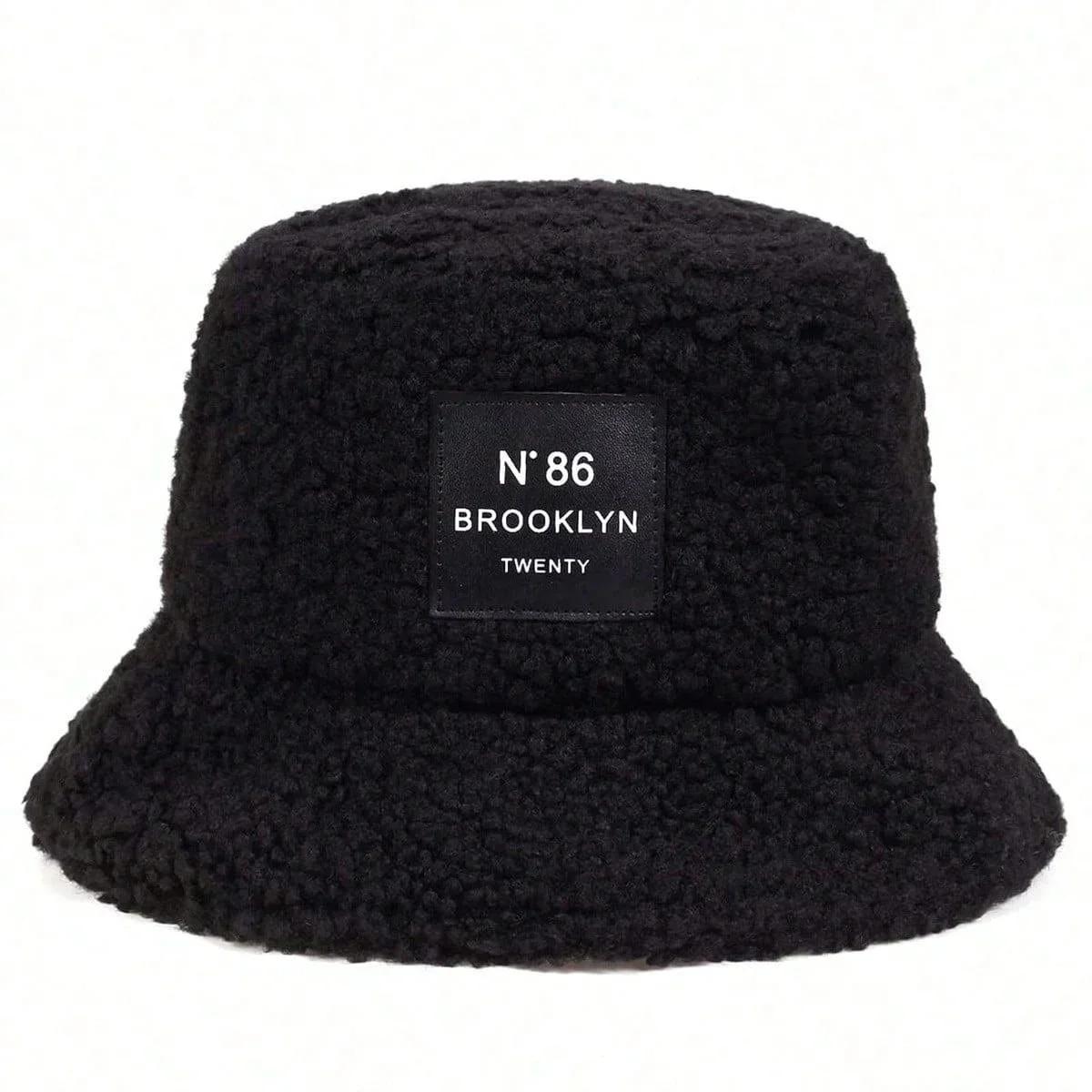 Unisex N86 Brooklyn Label Lambhair Bucket Hats Warm Fishermen Caps Outdoor Casual Cap Sunscreen Hat