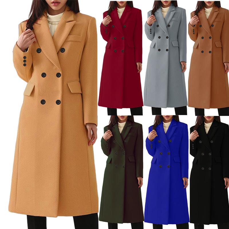 Autumn and Winter Long plus Size Woolen Women's Coat Woolen Coat Seven Size 8 Hair
