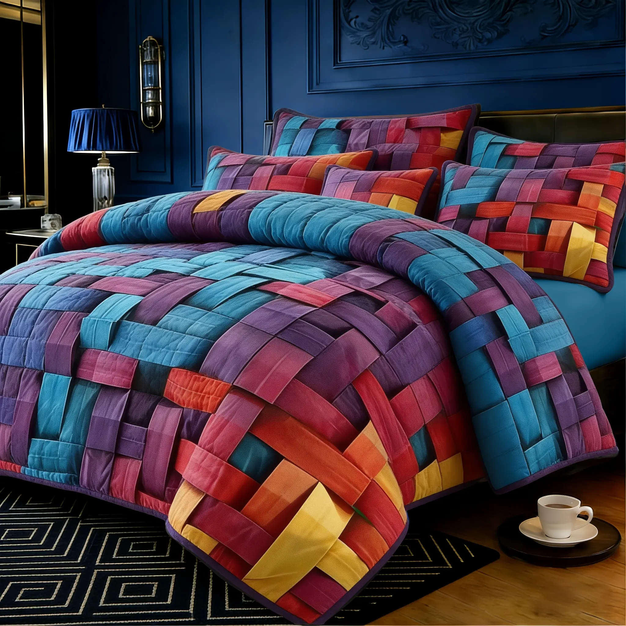 2/3 Pcs Colorful Digital Printed Comforter Set with 3D Mesh Design, Ultra Soft Lightweight Premium Fabric, Ideal for Hotel Dorm Room Decor, Includes 1 Quilt & 1/2 Pillowcases, Random Color