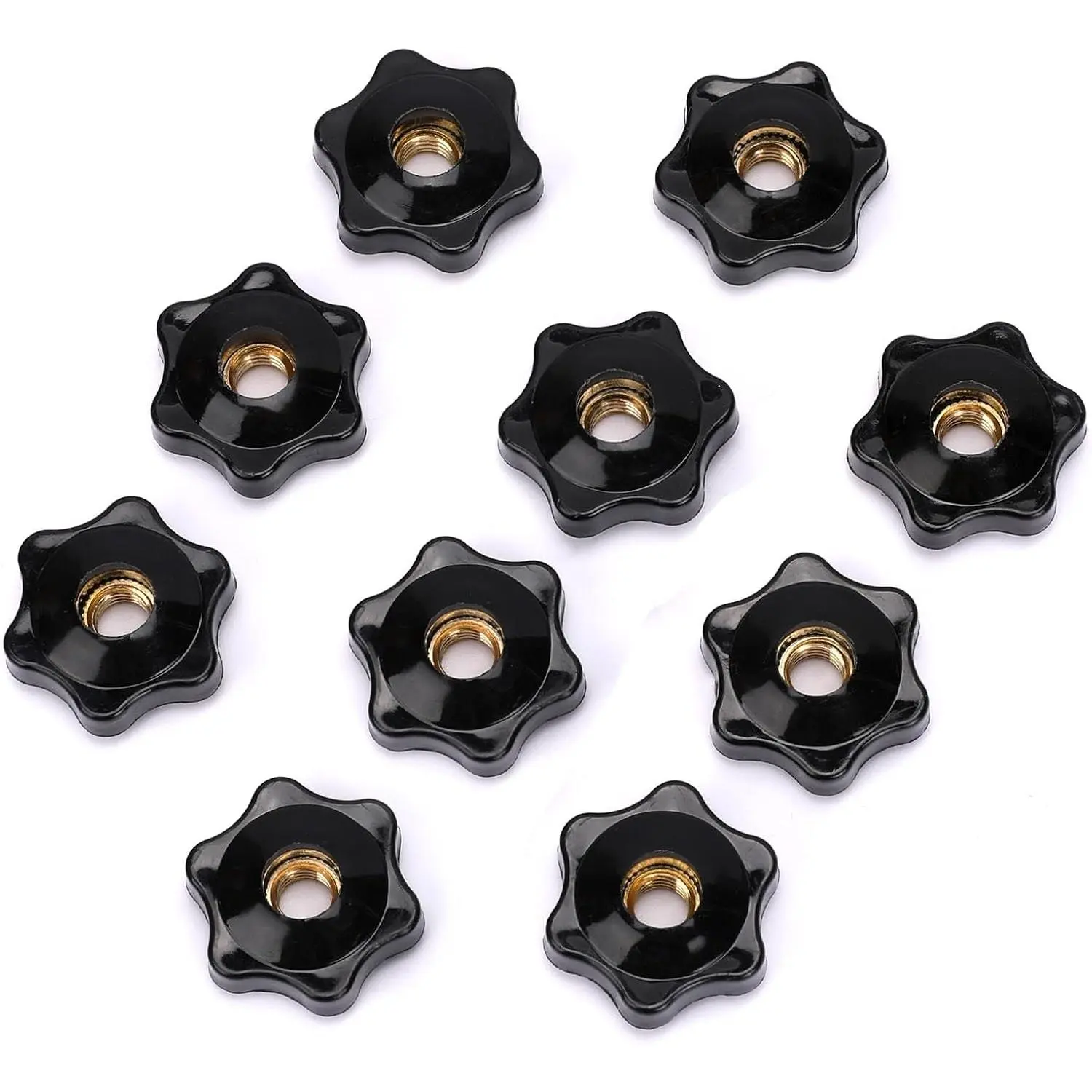 10 Pack 6  Knobs 1/4 Inch 20 Female Threaded Hexagon  Thru Knob Clamping Knobs Jig Knobs T Knob