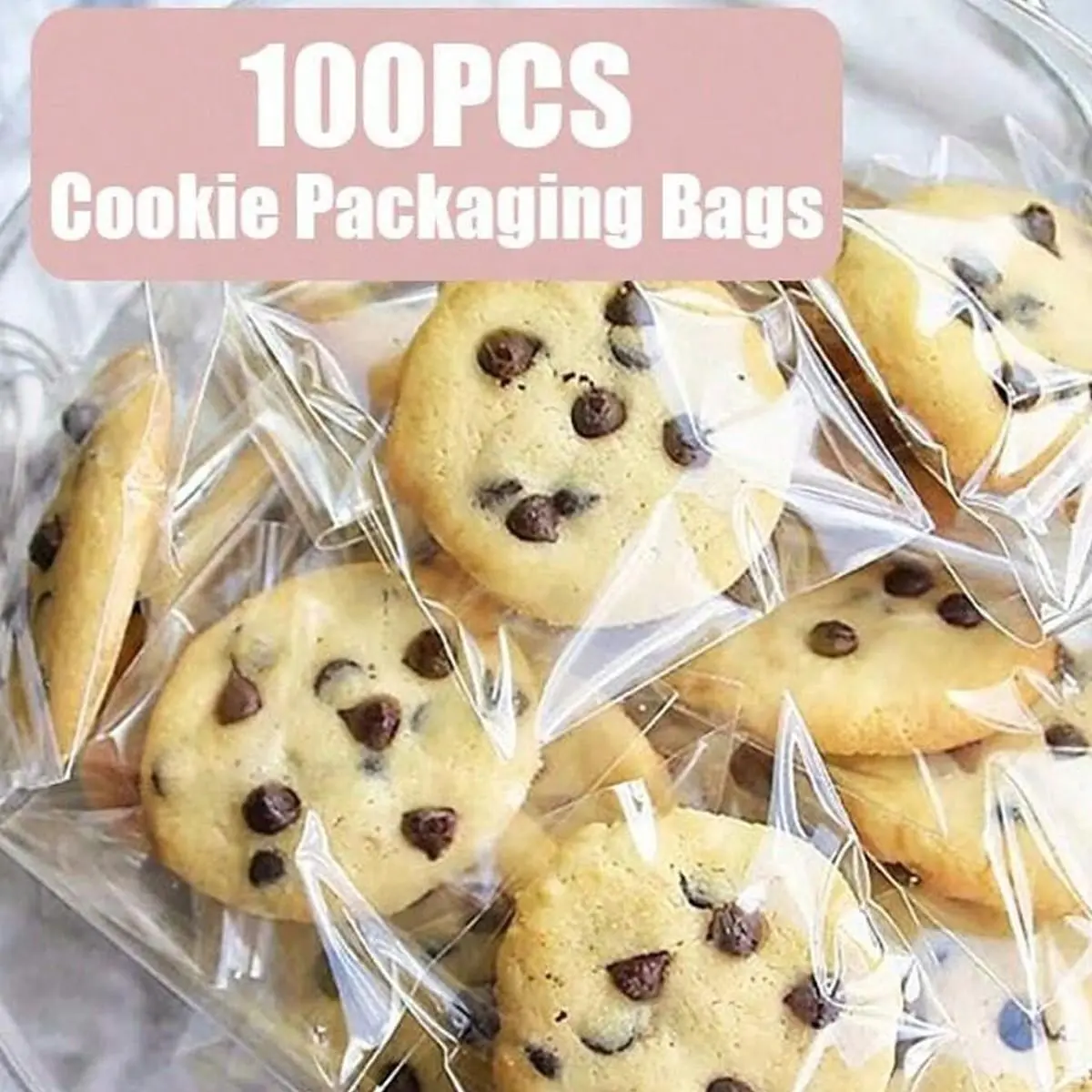 100 Pcs Transparent Self-Seal Glass Paper Cookie Bags, Ideal for Gift Wrapping, Individual Packaging, School Supplies, Food Storage, Christmas Decorations
