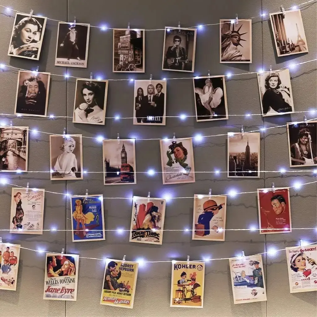 120LEDs White Photo Clips String Light, 40Ft Fairy Light with 52 Clear Clips & 12 Hooks on Wall, Timer & 8 Modes USB Copper Wire String Light for hanging picture, Bedroom Wedding Party
