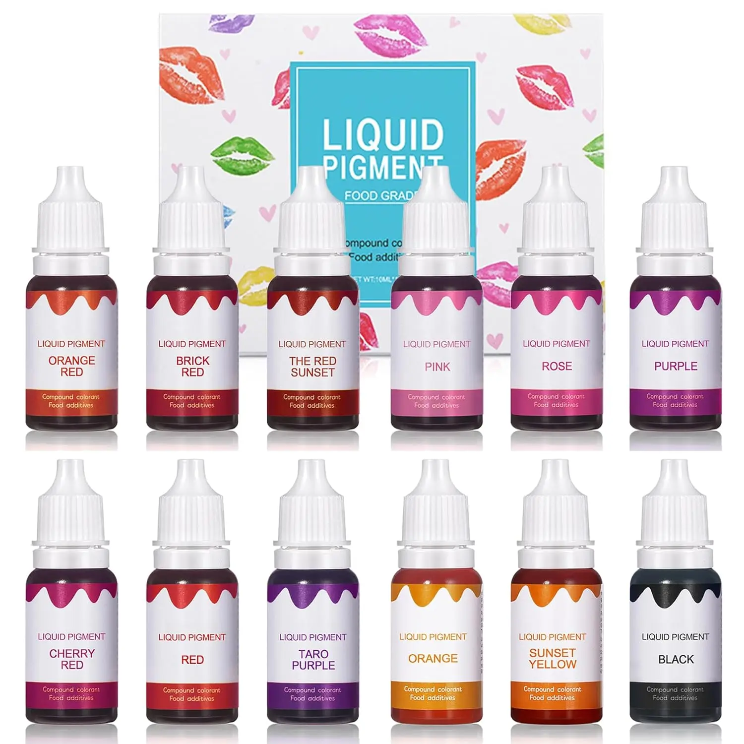 12 Colors DIY Lip Gloss Pigment Set,Liquid Pigment for Lip Gloss Natural Multifunctional High Color Rendering Red Warm Color Pigment for Lip Gloss Making-Set A,Sheer,Hydrating,ayesha,pink,astral,projection,dolly,parton,Long-Lasting,Pearl,perfe,Jelly,Blush
