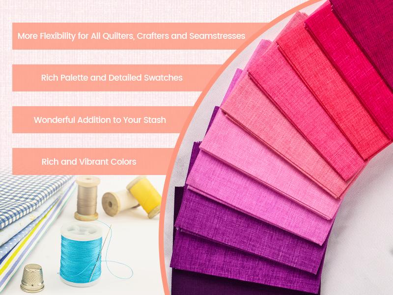 - 11 Options Solids with Tweed Tonals - Color Cotton Quilting Bundles 10pcs Fat Quarters 18"x21" - Medium Weight 5.2oz-for Quilting, Sewing and Crafts-Wildberry(Pinks+Purples)