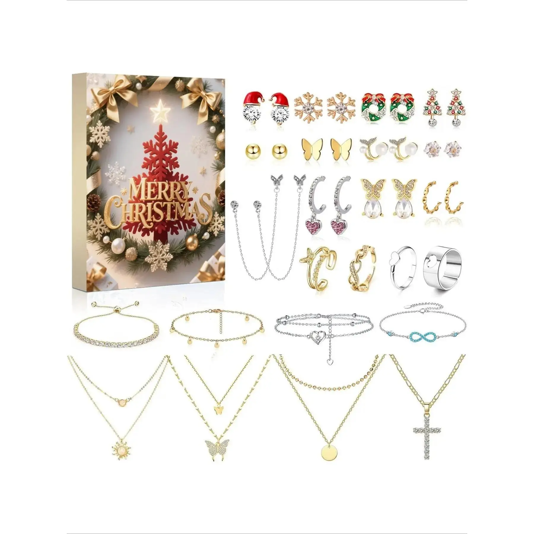 2025 Christmas Mystery Gift Boxes Set of 24 Random Accessories, Perfect for Gifting and Family Gatherings, An Essential Gift for Christmas