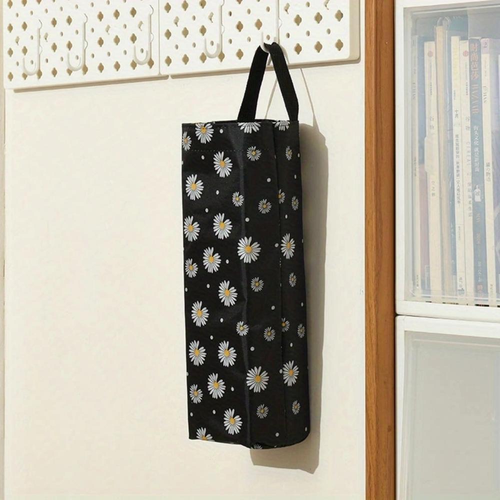 Random Color Daisy Pattern Hanging Garbage Bag Storage Bag 1PC Space-Saving Wall-Mounted Holder Organizer Portable Waterproof Plastic Dispenser for Home Kitchen Bathroom Office Practical Household Accessories