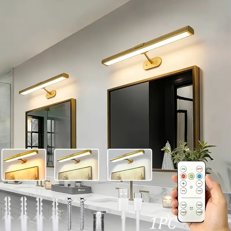 Modern LED Mirror Light, Remote Control 360° LED Picture Lamp, Three-Color LED Mirror Light, Timer and Adjustable Brightness, Home Atmosphere Enhancer, Dimmable Lights