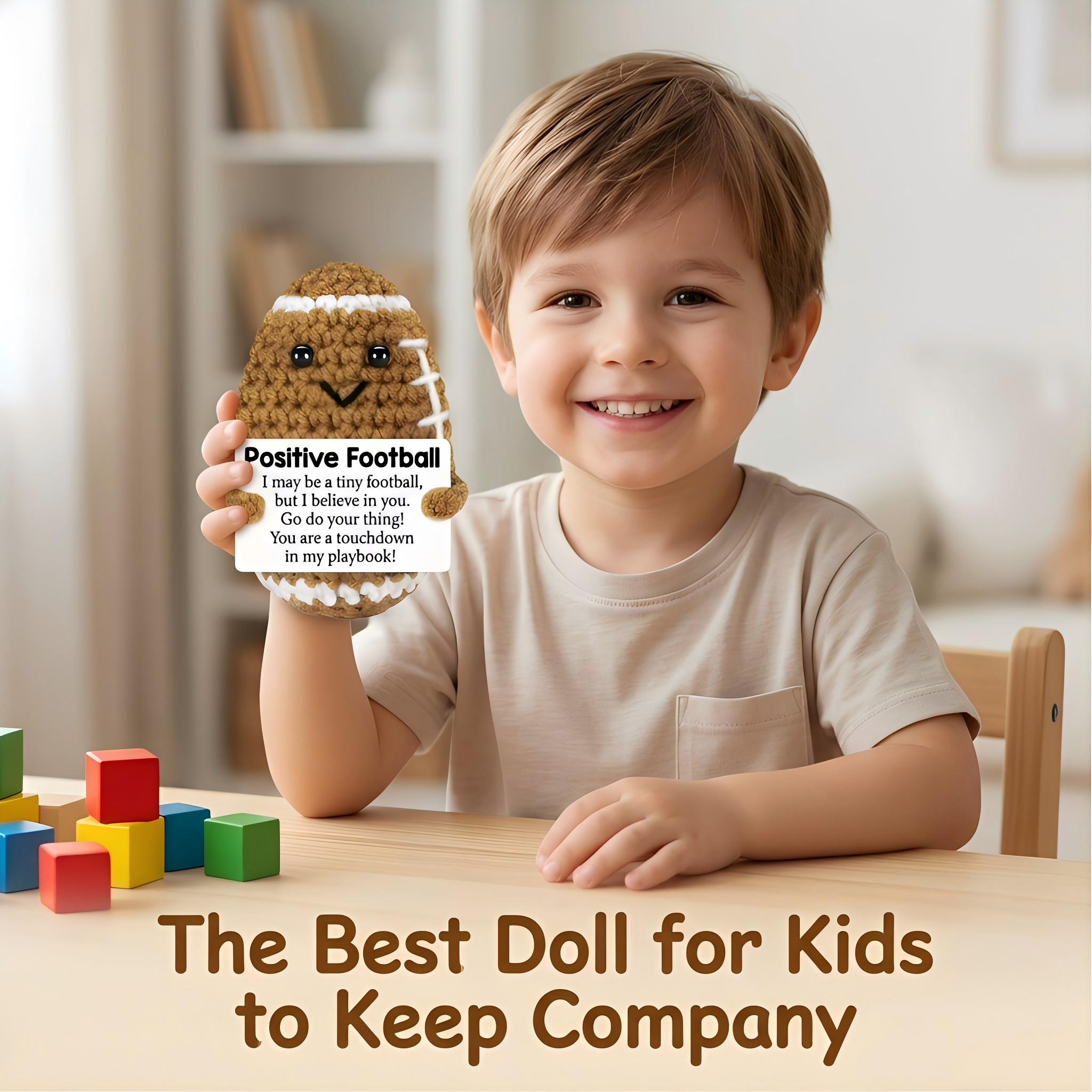 Adorable Hand Crochet Football Stuffed Toy Emotional Support Plush,Full Filling Soft No Odor Durable Colorfast,Perfect Birthday Gifts Teacher Appreciation Gifts For Women Men Him,Home Decor Desk Ornament Bag Pendant Healing Gift For Holiday Party Graduati