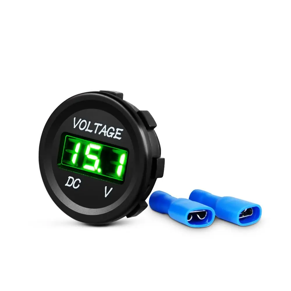 Nilight 12VDC Waterproof Round LED Digital Display Voltmeter Panel - Car Battery Voltage Detector, Car Voltage Tester, Automotive & Marine Vehicle Accessories
