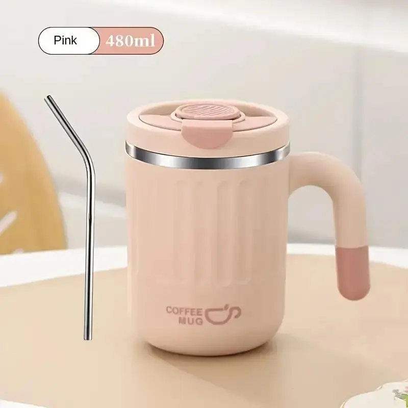 Double-Wall Insulated Mug with Lid, Stainless Steel Coffee Mug, Durable and Stylish Drinkware, Ideal for Home and Office Use, Tumblers