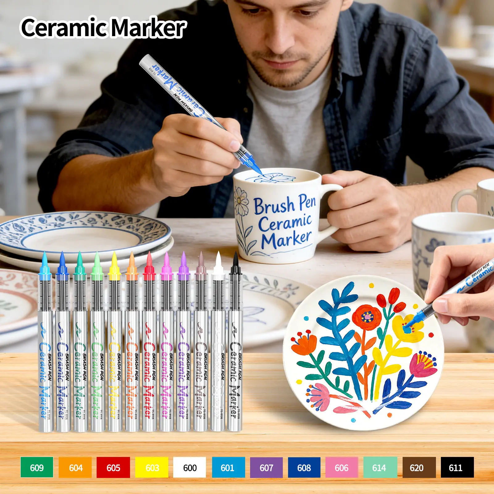 Direct Liquid Ceramic Pen Set 12-36 Colors, Smooth Writing, Waterproof, DIY Art Supplies, Ideal for Mugs, Plates, Vases
