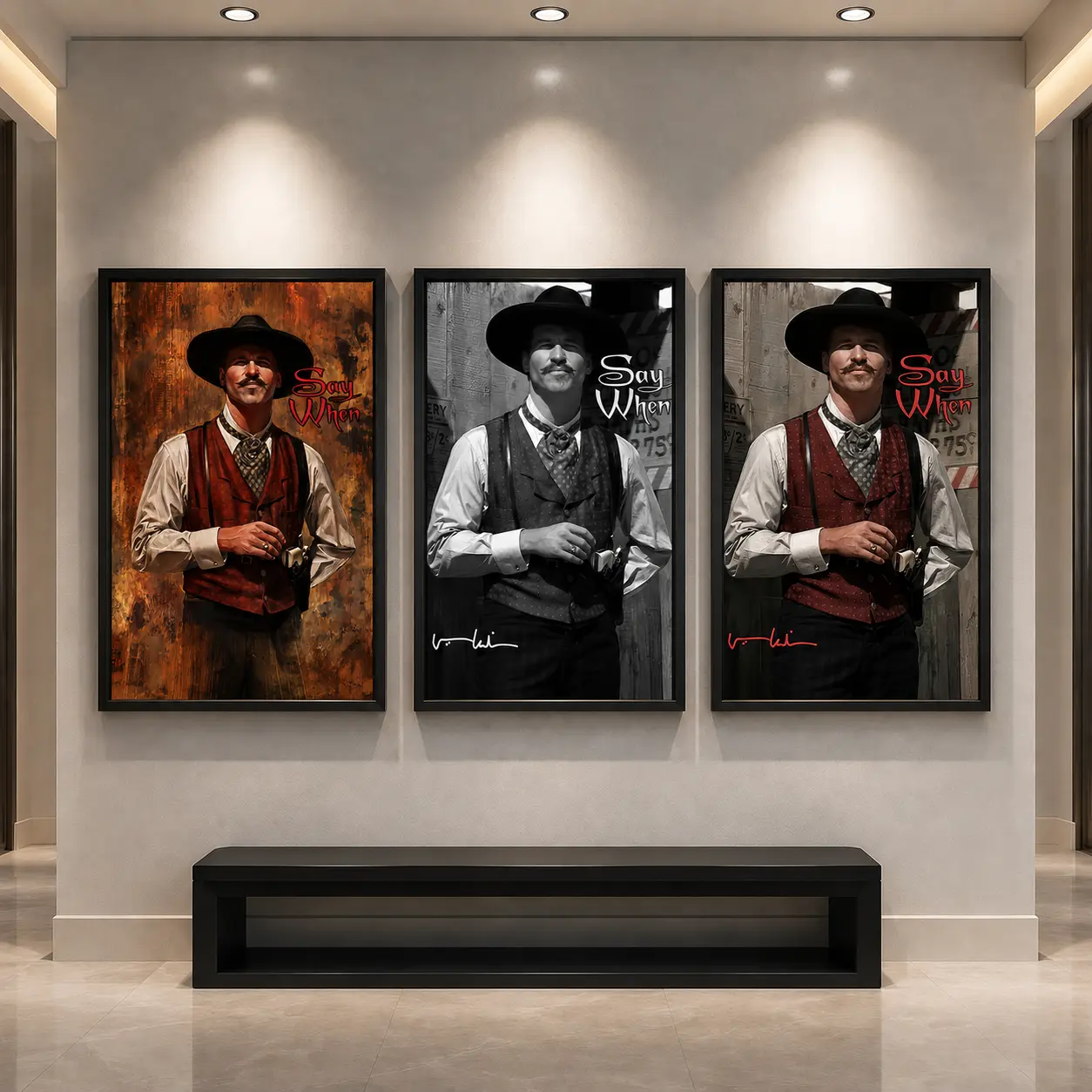 Tombstone Movie Poster - Historical Minimalist Vintage Western Cowboy Wall Art Print, Wyatt Earp-Doc Holliday-Earp Brothers Walking Scene, Unframed Multi-Size Gift for Film Fans, Home Office Man Cave Decor
