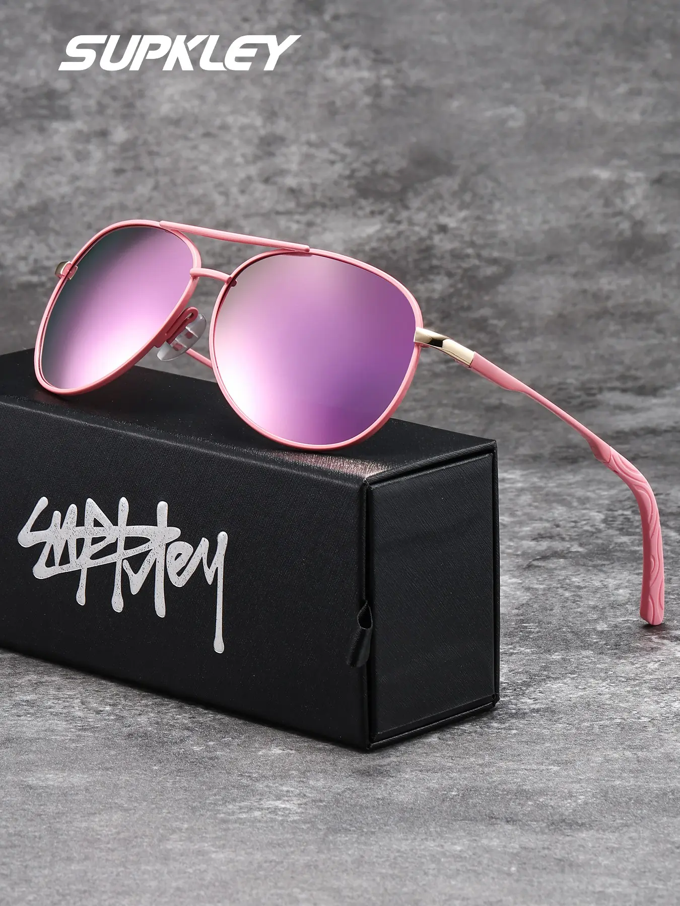 SUPKLEY Polarized Cat-Eye Design Sunglasses with Stainless Steel Frame, Casual Stylish Glasses, Unisex Fashion Sunglasses for All-Season Casual Wear, Fashionable Sunglasses, FDA-Approved