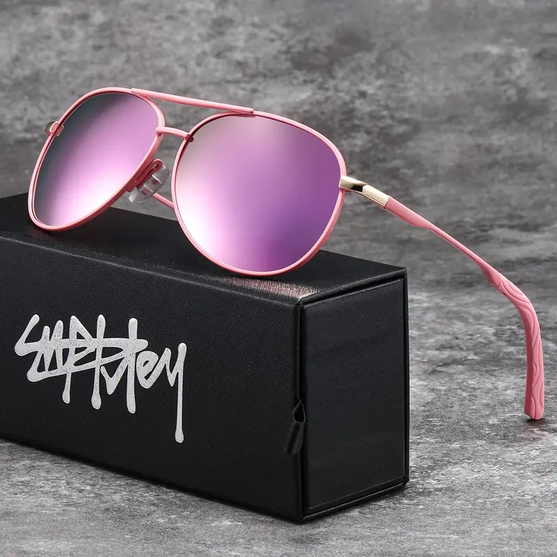 SUPKLEY Polarized Cat-Eye Design Sunglasses with Stainless Steel Frame, Casual Stylish Glasses, Unisex Fashion Sunglasses for All-Season Casual Wear, Fashionable Sunglasses, FDA-Approved