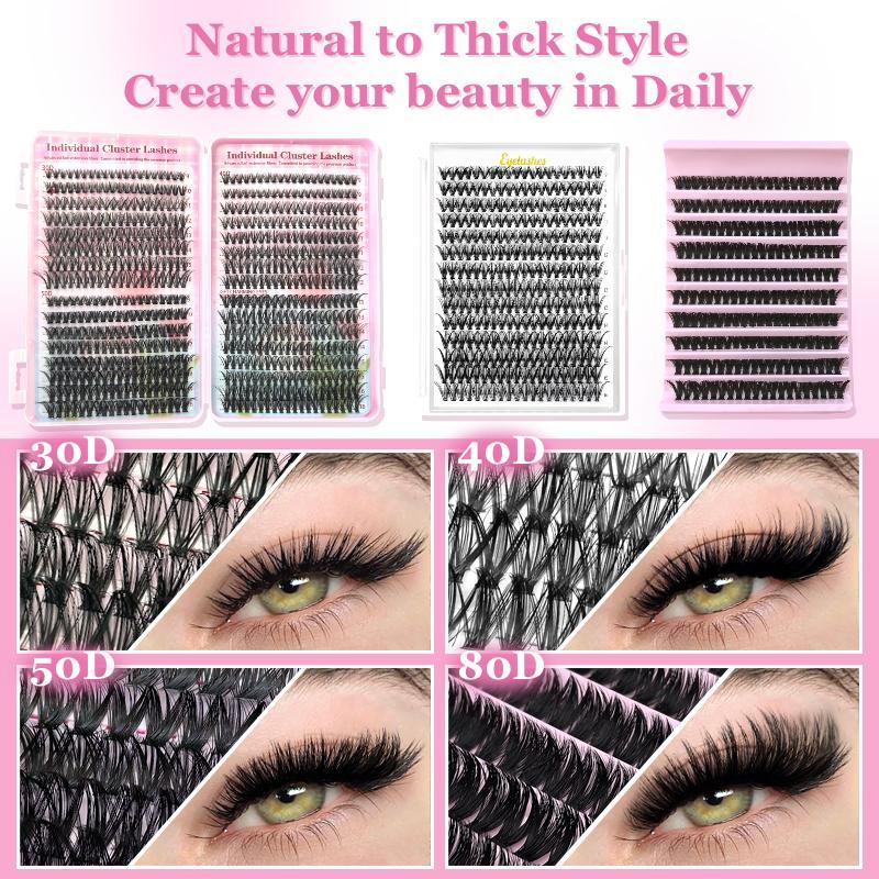 Gift Set (6 Kits /5 K) Individual Fasle Eyelashes with Lash Applicators, Three Styles Lashes, Natural, Thick & Personality Styles in One Box, Lash Applicators Including Lash Bond and Seal, Remover, Tweezers, Brush & Swabs. One Box Meet All your DIY Demand
