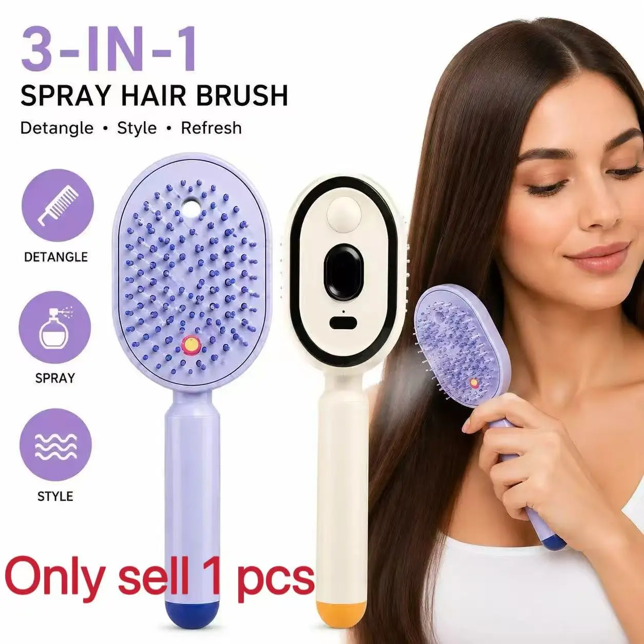 Electric Spray Air Cushion Massage Comb, Self-Cleaning, Anti-Tangle, Anti-Static, Volumizing, Essential Oil Diffusion, Hair Care Therapy