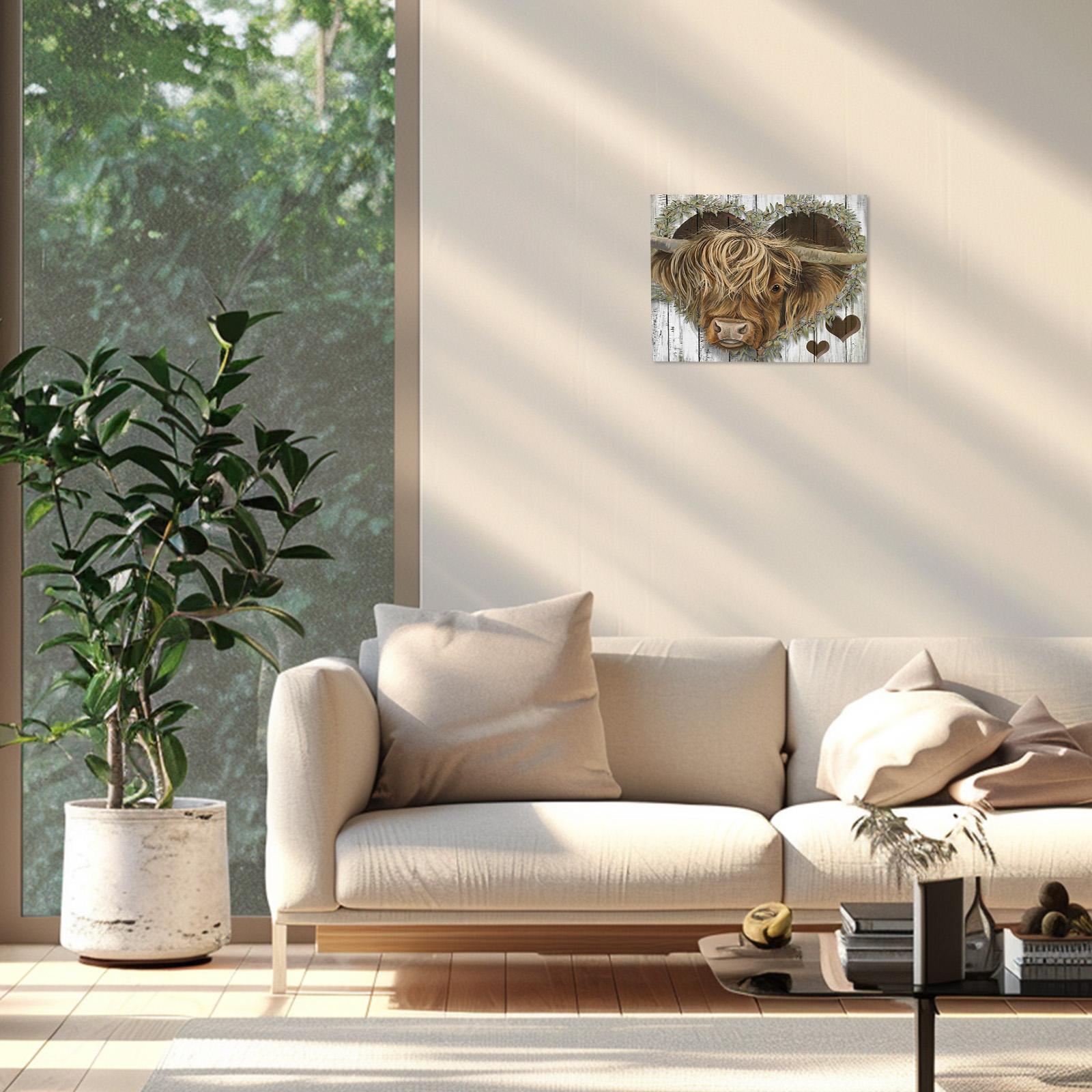 Highland Cow Pattern DIY Painting by Numbers Kit without Frame, DIY Paint by Numbers, Wall Art Decor for Home Living Room Bedroom